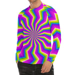 Green Dizzy Moving Optical Illusion Men's Long Sleeve Rash Guard