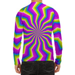 Green Dizzy Moving Optical Illusion Men's Long Sleeve Rash Guard