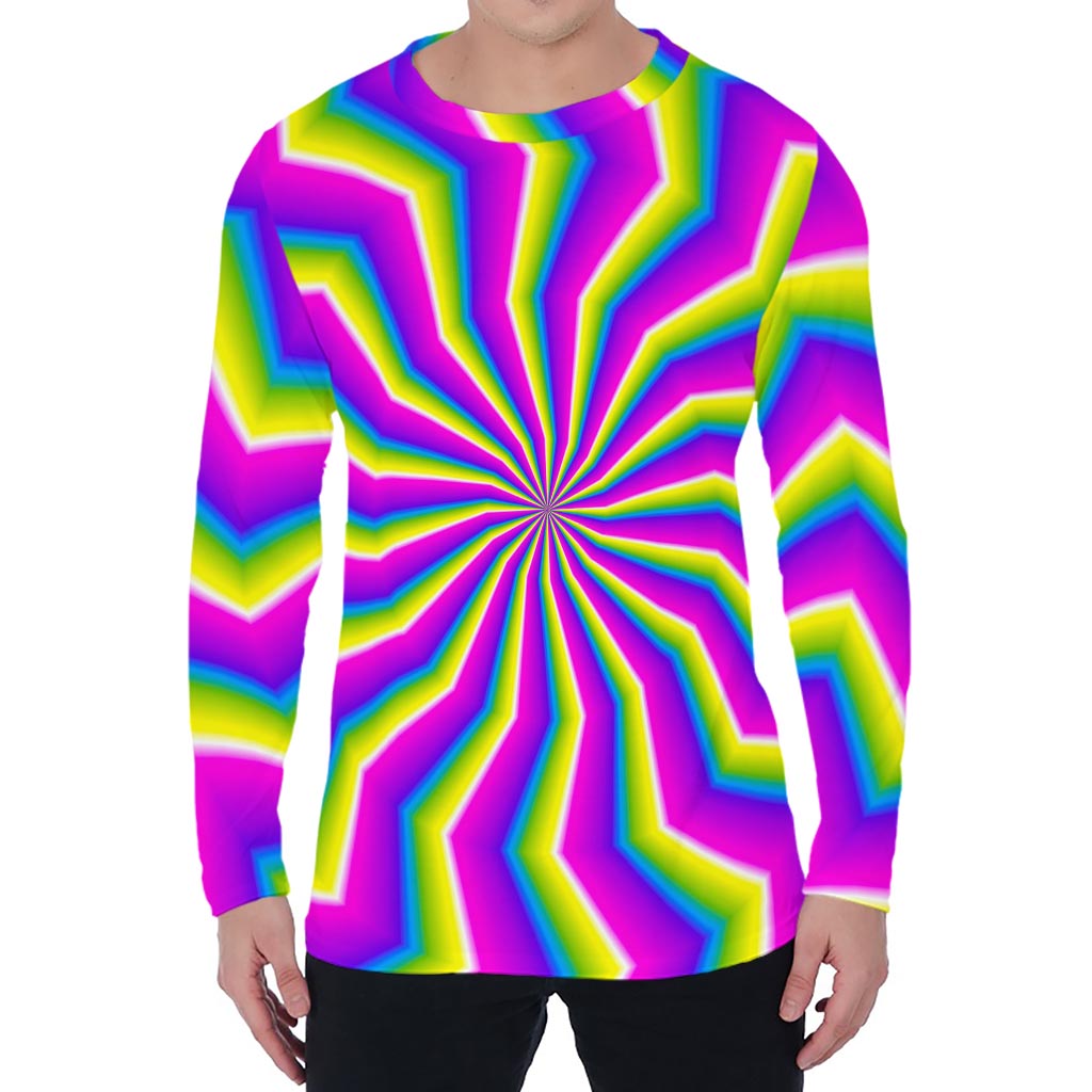 Green Dizzy Moving Optical Illusion Men's Long Sleeve T-Shirt