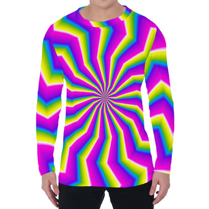Green Dizzy Moving Optical Illusion Men's Long Sleeve T-Shirt