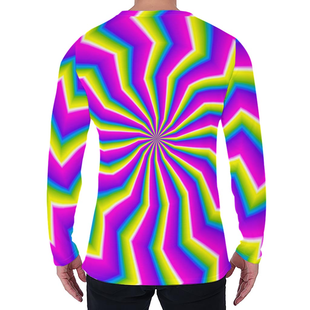 Green Dizzy Moving Optical Illusion Men's Long Sleeve T-Shirt