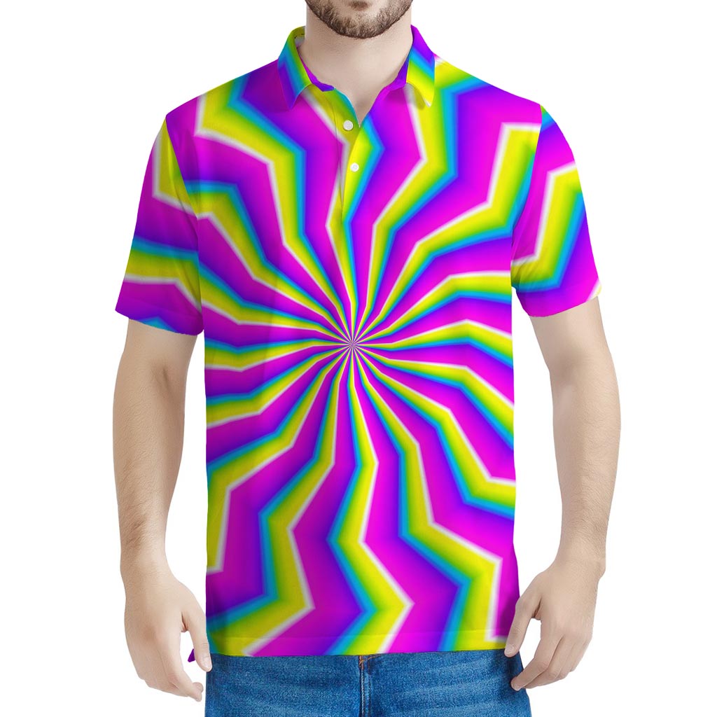 Green Dizzy Moving Optical Illusion Men's Polo Shirt