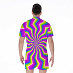 Green Dizzy Moving Optical Illusion Men's Rompers