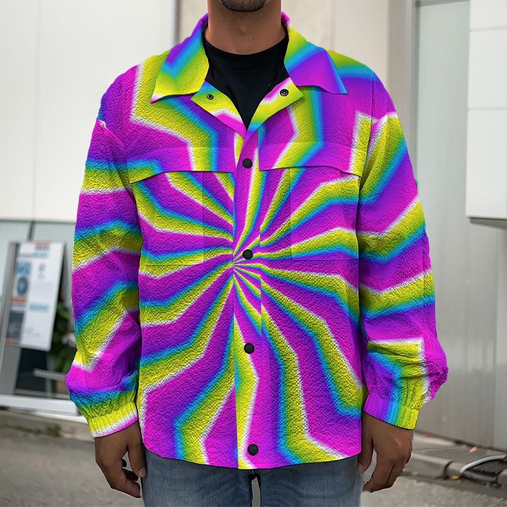 Green Dizzy Moving Optical Illusion Men's Shirt Jacket