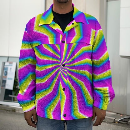 Green Dizzy Moving Optical Illusion Men's Shirt Jacket