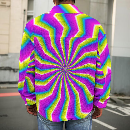 Green Dizzy Moving Optical Illusion Men's Shirt Jacket
