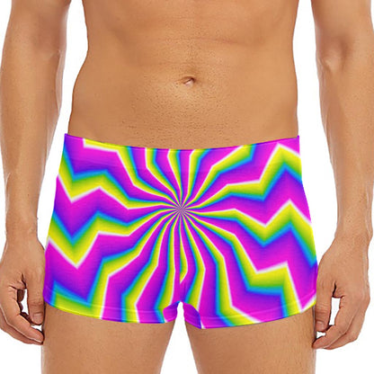 Green Dizzy Moving Optical Illusion Men's Short Boxer Briefs
