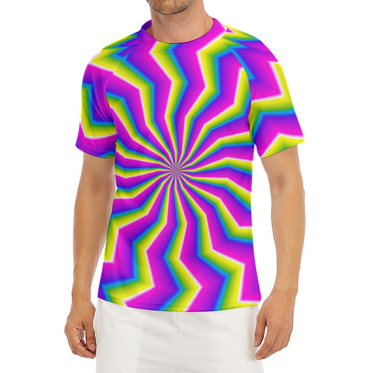 Green Dizzy Moving Optical Illusion Men's Short Sleeve Rash Guard