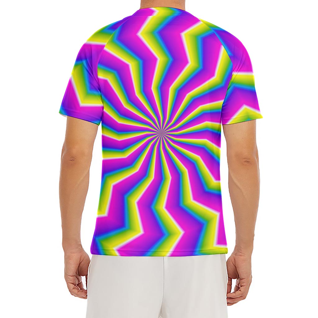 Green Dizzy Moving Optical Illusion Men's Short Sleeve Rash Guard