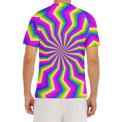 Green Dizzy Moving Optical Illusion Men's Short Sleeve Rash Guard