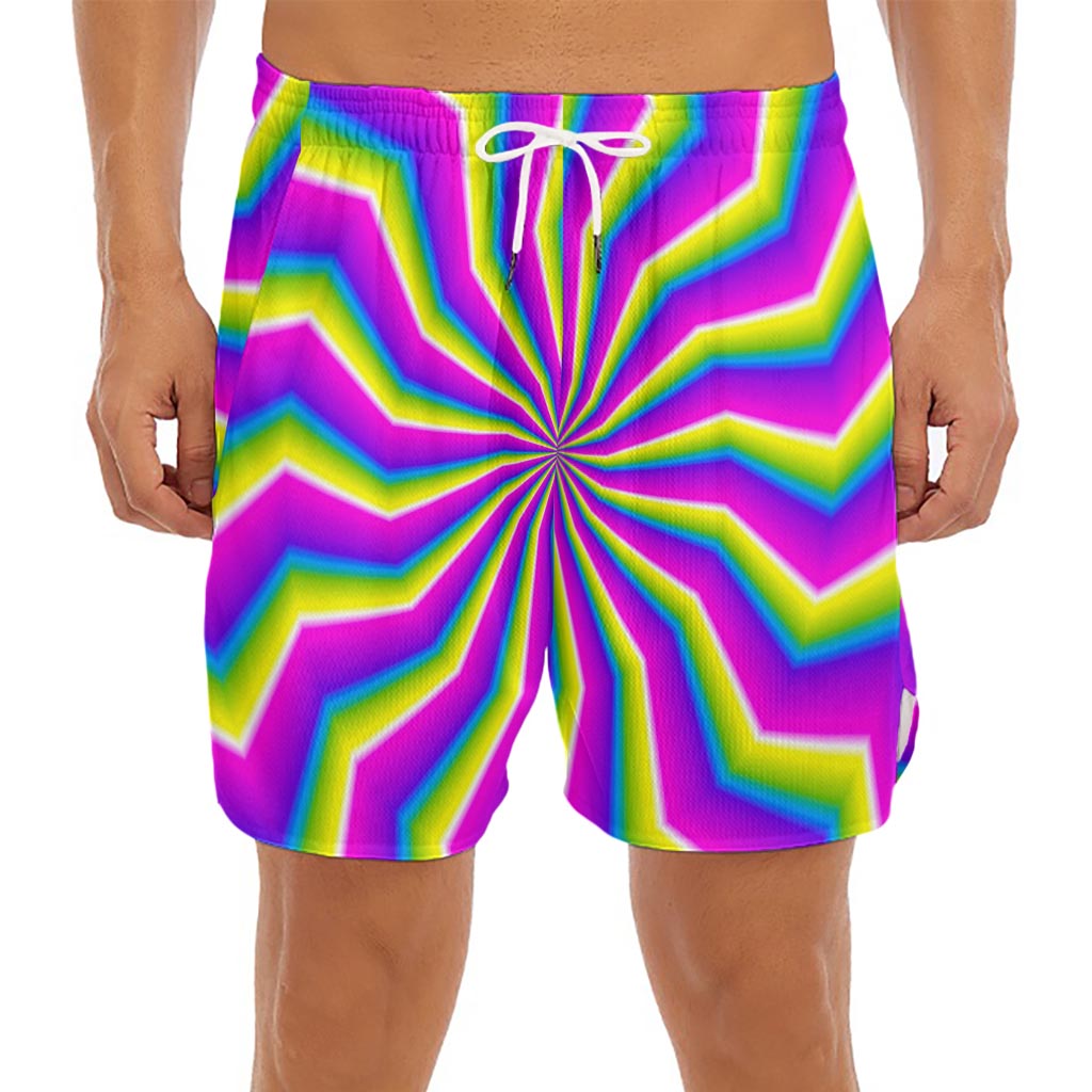 Green Dizzy Moving Optical Illusion Men's Split Running Shorts