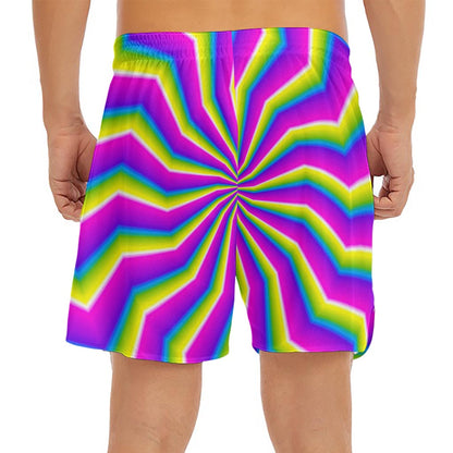 Green Dizzy Moving Optical Illusion Men's Split Running Shorts