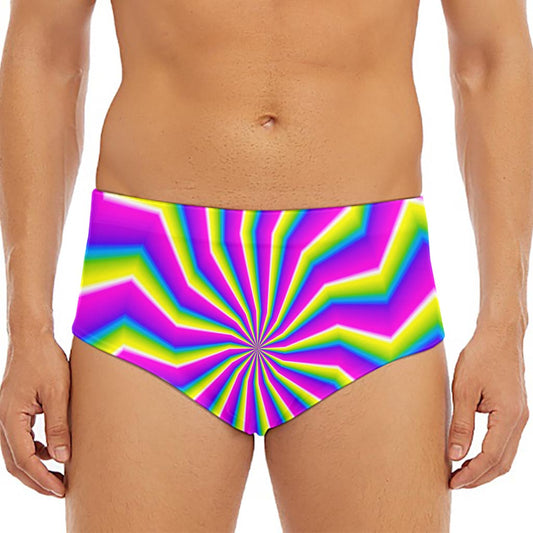 Green Dizzy Moving Optical Illusion Men's Triangle Swim Briefs