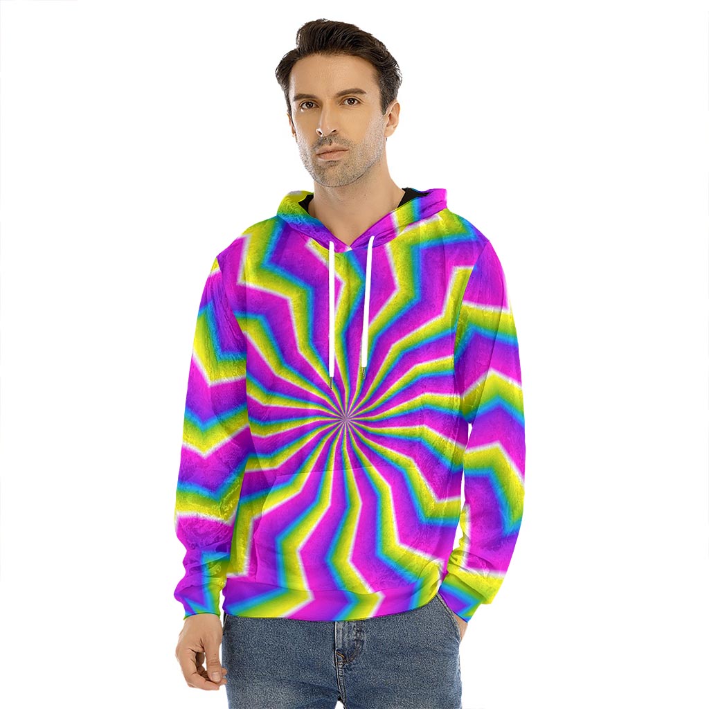 Green Dizzy Moving Optical Illusion Men's Velvet Pullover Hoodie