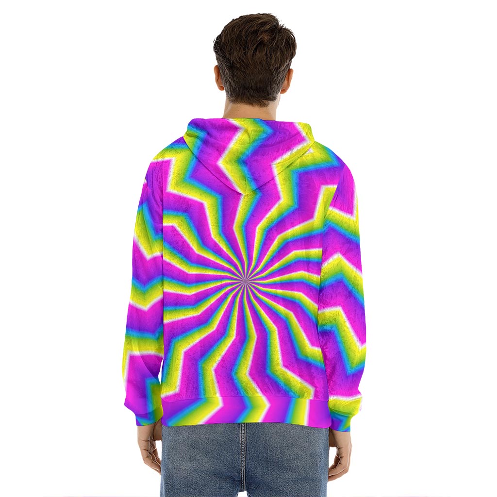 Green Dizzy Moving Optical Illusion Men's Velvet Pullover Hoodie