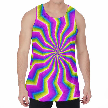 Green Dizzy Moving Optical Illusion Men's Velvet Tank Top
