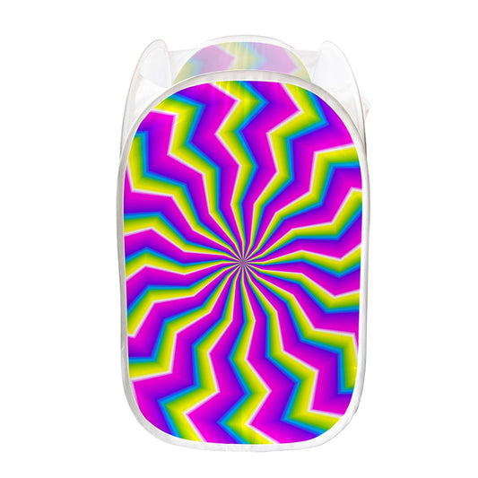 Green Dizzy Moving Optical Illusion Mesh Laundry Hamper