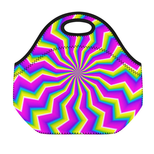 Green Dizzy Moving Optical Illusion Neoprene Lunch Bag