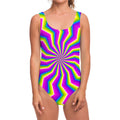 Green Dizzy Moving Optical Illusion One Piece Swimsuit