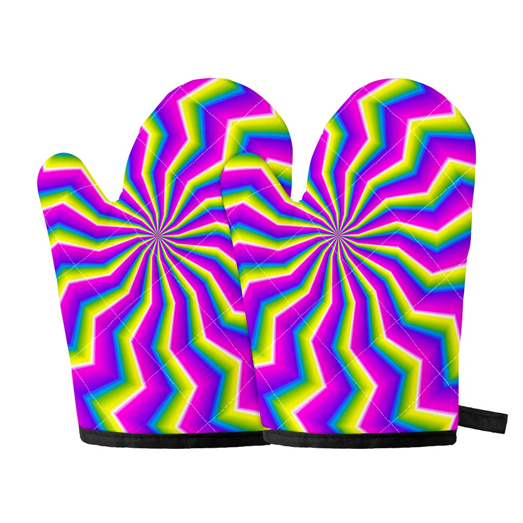 Green Dizzy Moving Optical Illusion Oven Mitts