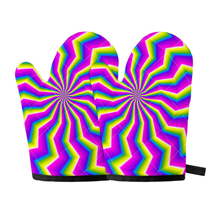 Green Dizzy Moving Optical Illusion Oven Mitts