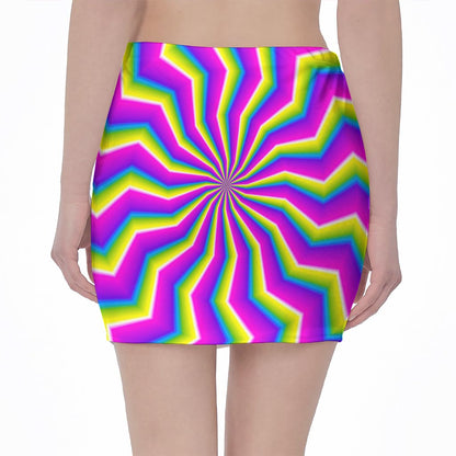 Green Dizzy Moving Optical Illusion Pencil Mini Skirt