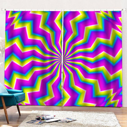 Green Dizzy Moving Optical Illusion Pencil Pleat Curtains