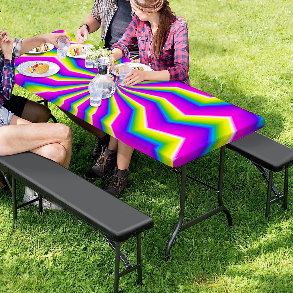 Green Dizzy Moving Optical Illusion Picnic Table Cover