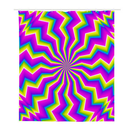 Green Dizzy Moving Optical Illusion Polyester Shower Curtain