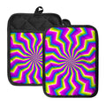 Green Dizzy Moving Optical Illusion Pot Holders With Pocket