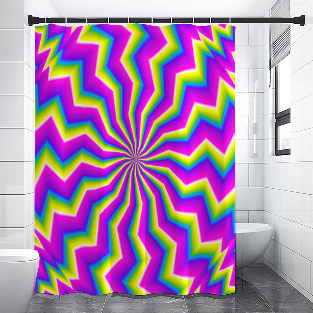 Green Dizzy Moving Optical Illusion Premium Shower Curtain