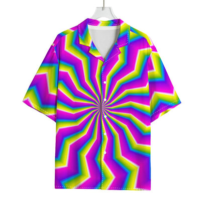 Green Dizzy Moving Optical Illusion Rayon Hawaiian Shirt
