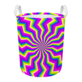 Green Dizzy Moving Optical Illusion Round Laundry Basket