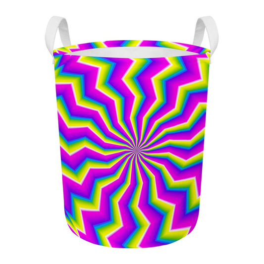 Green Dizzy Moving Optical Illusion Round Laundry Basket