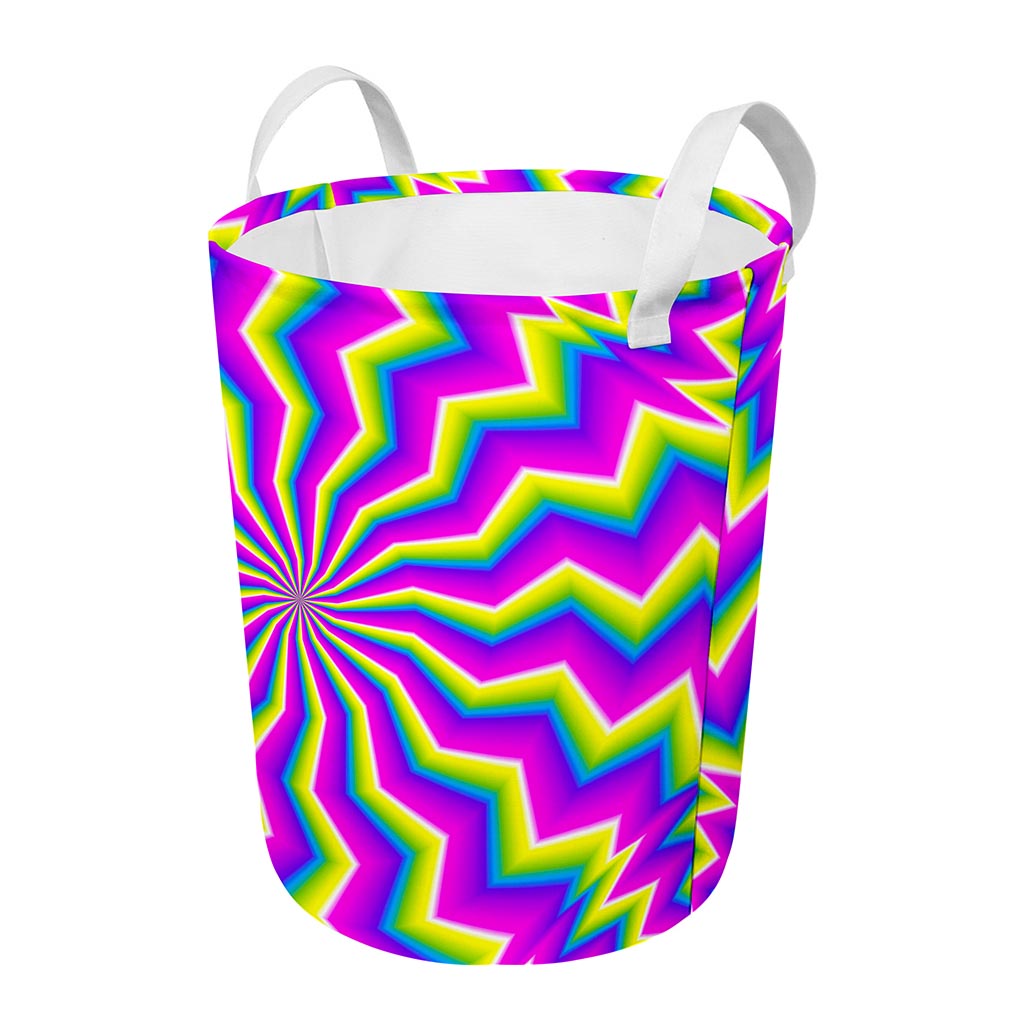 Green Dizzy Moving Optical Illusion Round Laundry Basket