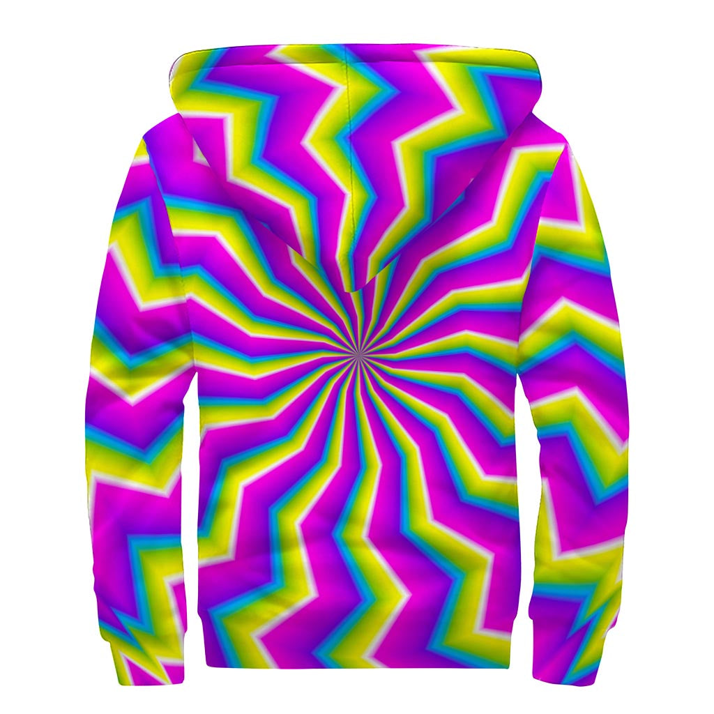 Green Dizzy Moving Optical Illusion Sherpa Lined Zip Up Hoodie