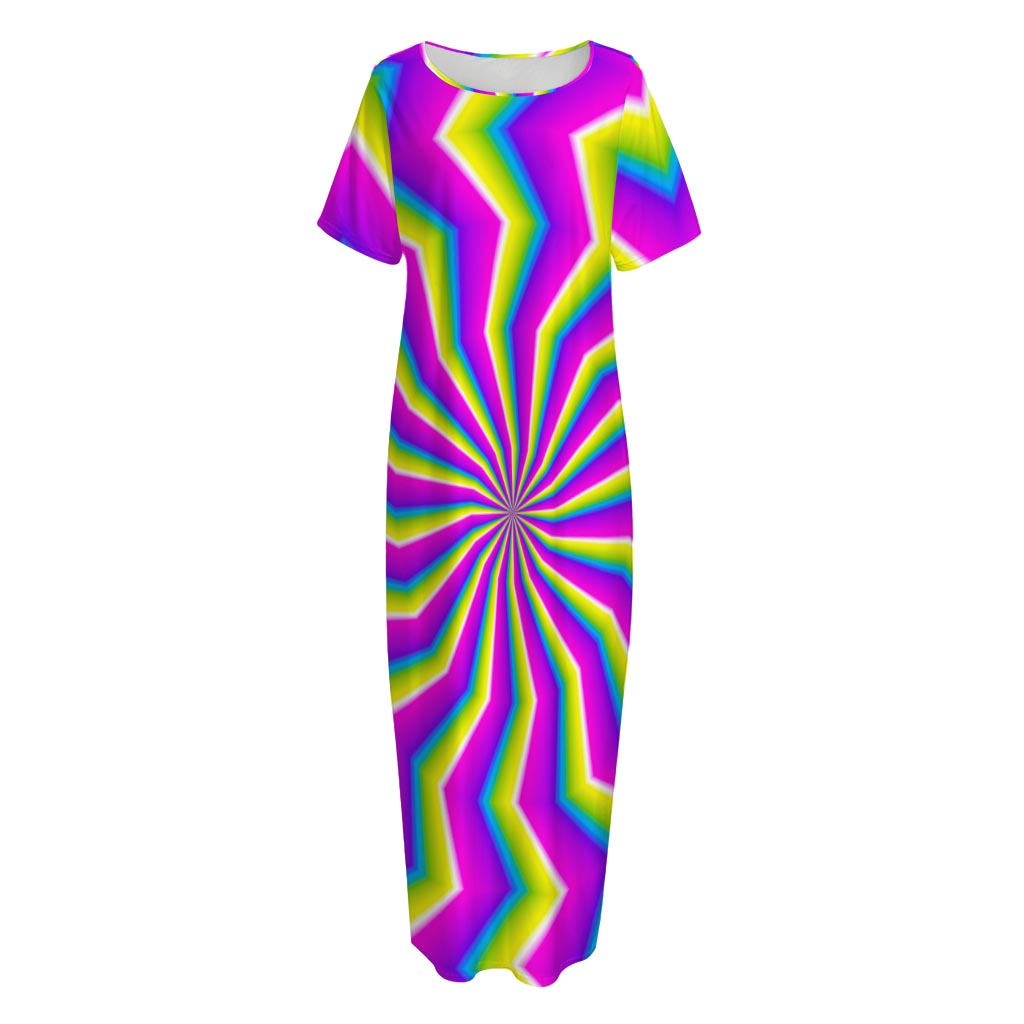 Green Dizzy Moving Optical Illusion Short Sleeve Long Nightdress