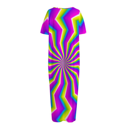 Green Dizzy Moving Optical Illusion Short Sleeve Long Nightdress