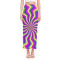 Green Dizzy Moving Optical Illusion Side Slit Maxi Skirt