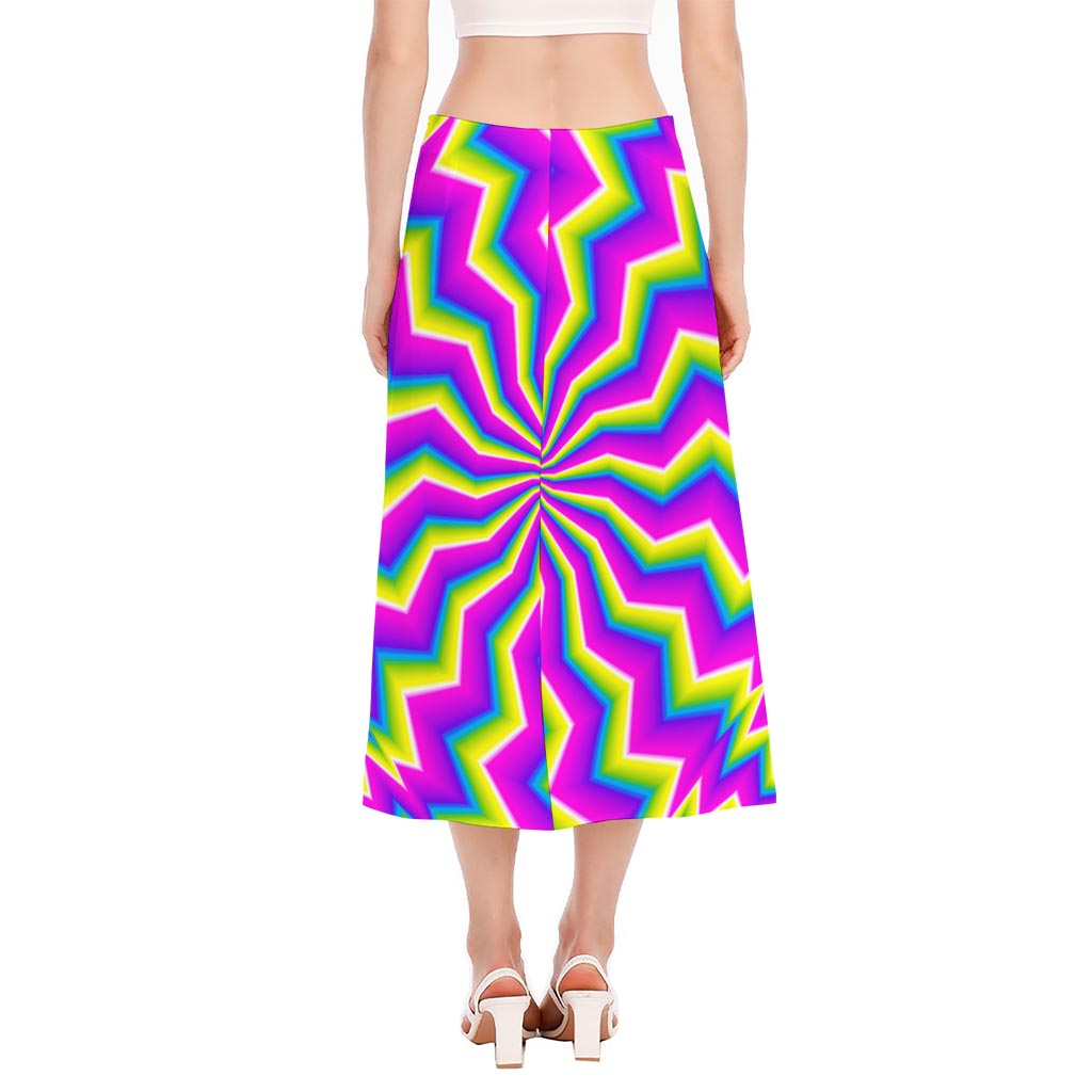 Green Dizzy Moving Optical Illusion Side Slit Midi Skirt