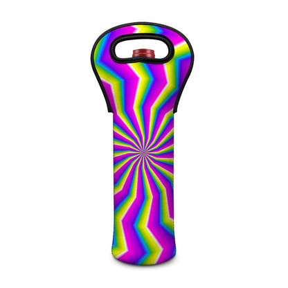 Green Dizzy Moving Optical Illusion Single Neoprene Wine Tote