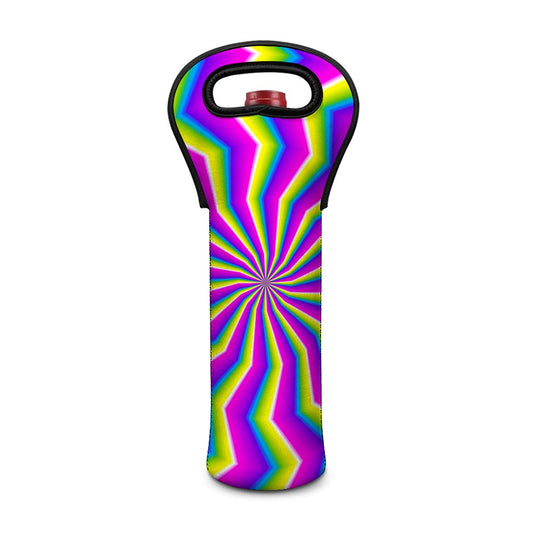 Green Dizzy Moving Optical Illusion Single Neoprene Wine Tote