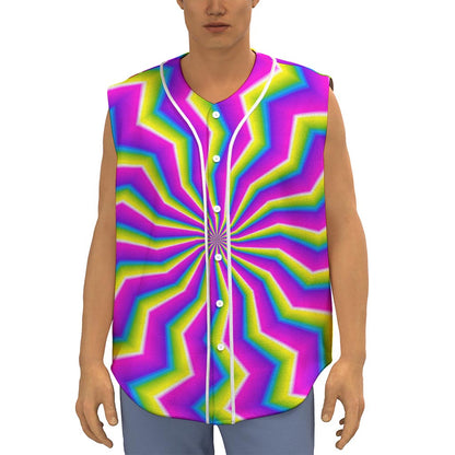 Green Dizzy Moving Optical Illusion Sleeveless Baseball Jersey