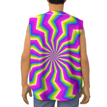 Green Dizzy Moving Optical Illusion Sleeveless Baseball Jersey