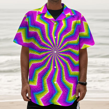 Green Dizzy Moving Optical Illusion Textured Short Sleeve Shirt