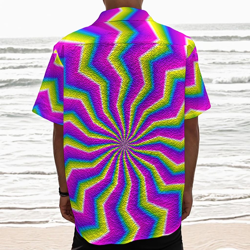 Green Dizzy Moving Optical Illusion Textured Short Sleeve Shirt