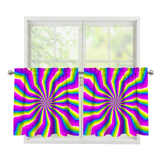 Green Dizzy Moving Optical Illusion Tier Curtains