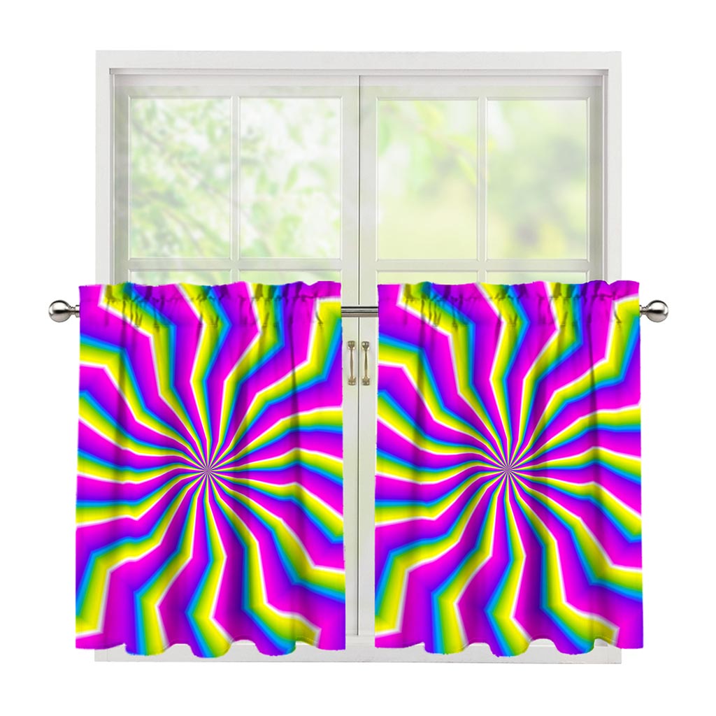 Green Dizzy Moving Optical Illusion Tier Curtains