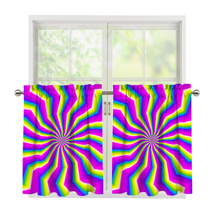 Green Dizzy Moving Optical Illusion Tier Curtains
