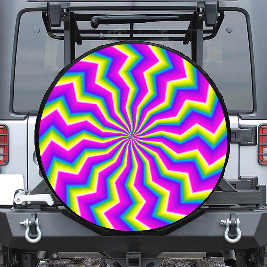 Green Dizzy Moving Optical Illusion Tire Cover